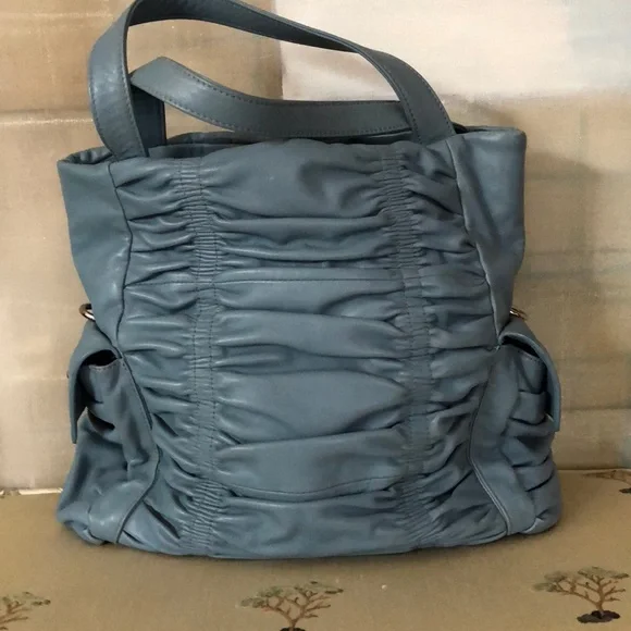 Donald J Pliner Blue Leather Bucket Bag - Picture 2 of 10
